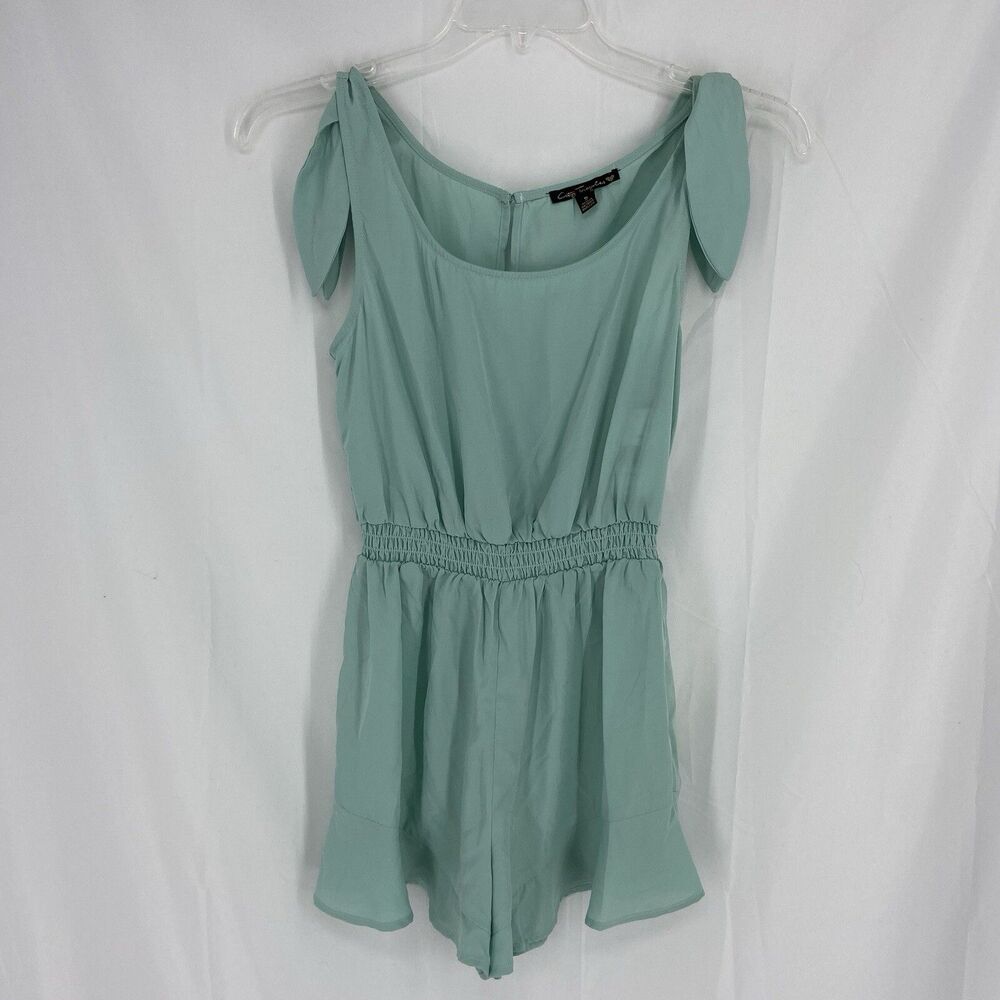 Women’s Juniors City Triangles Greenish Teal Short Ruffle Romper Size Small